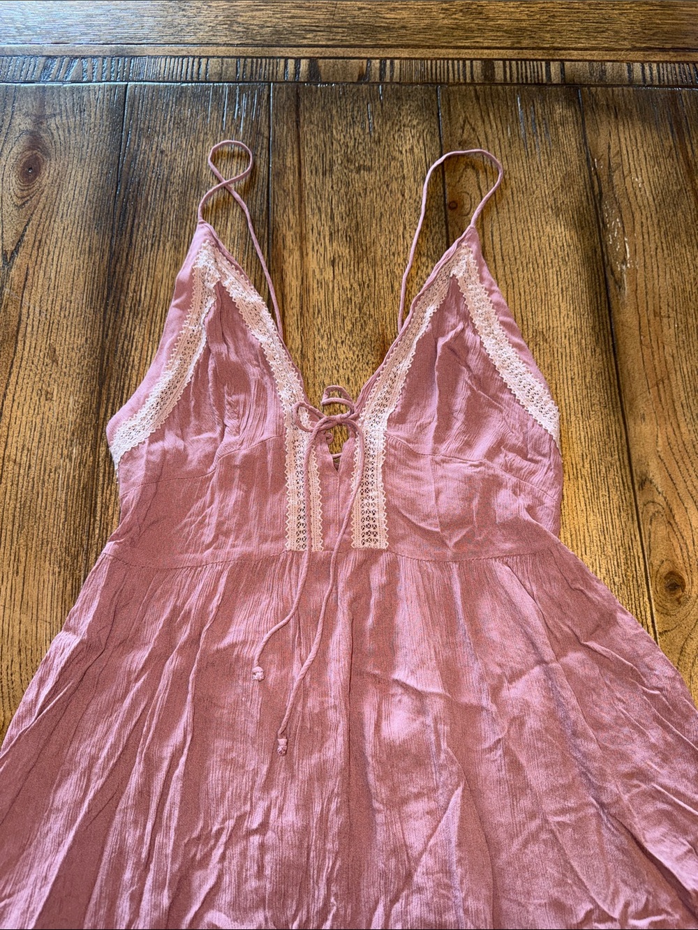 Free People Dusty Pink Lace-Trim Mini Dress - Picture 2 of 9